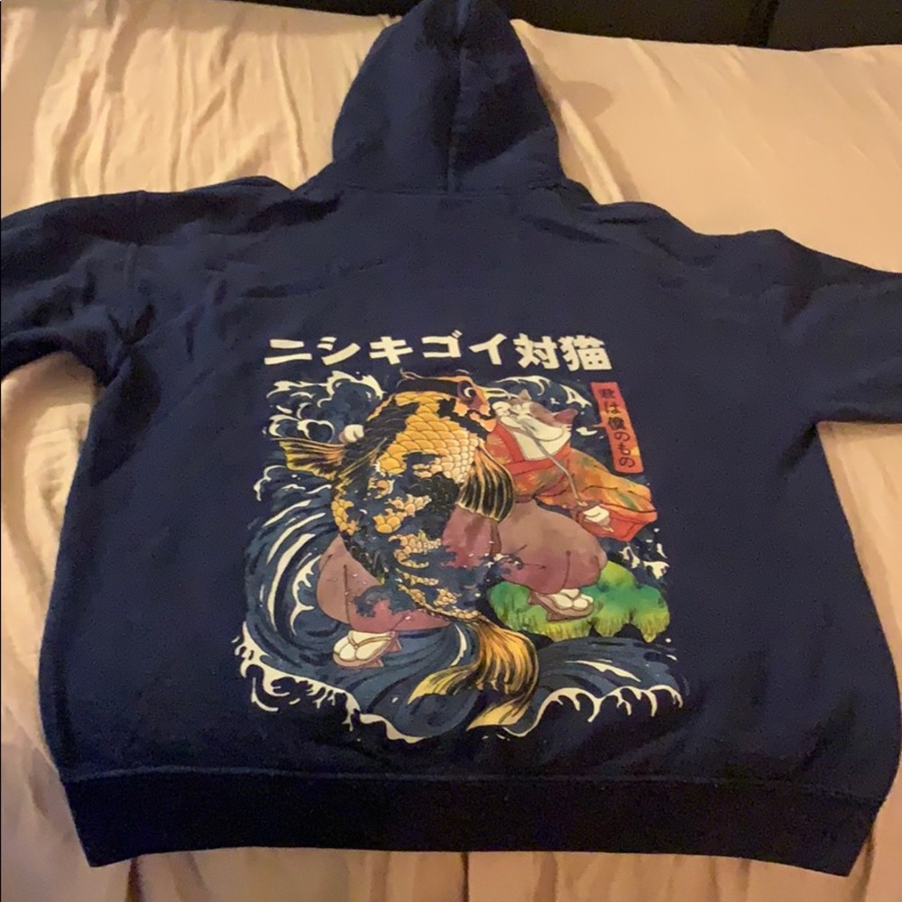 blue hoodie